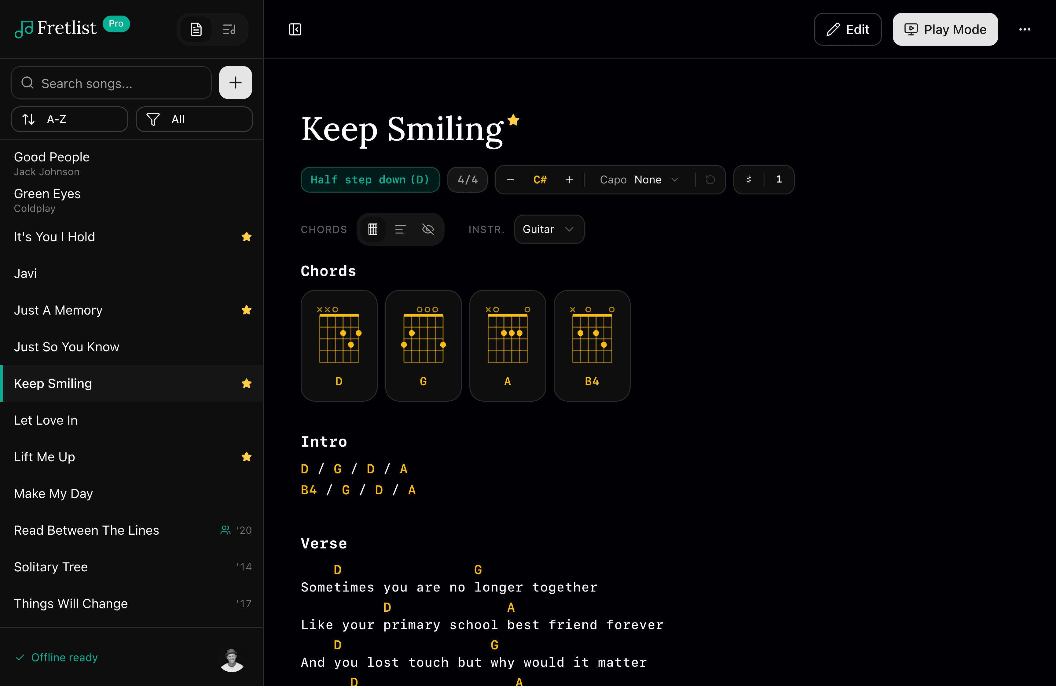 Song View on desktop