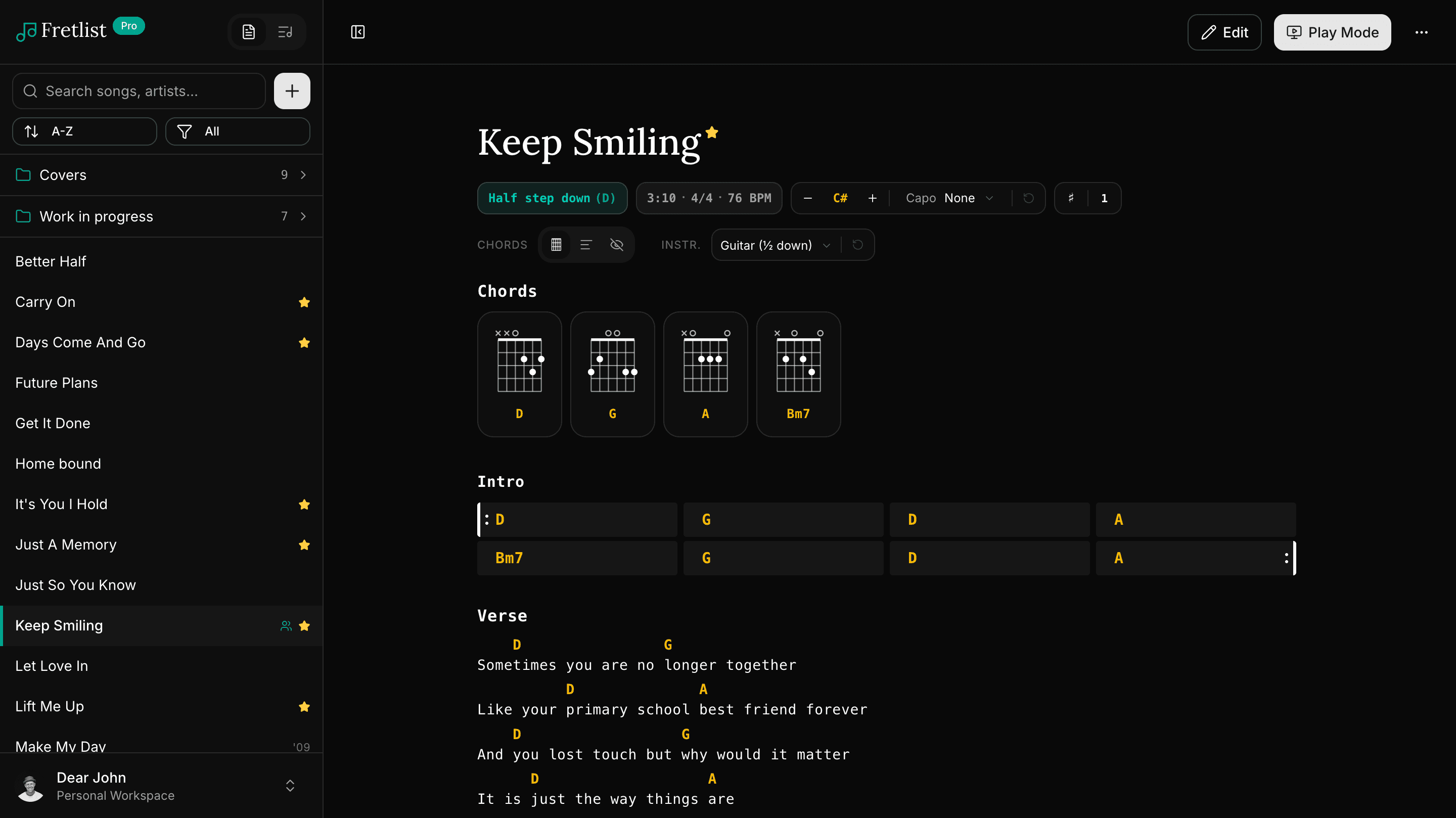 Song View on desktop