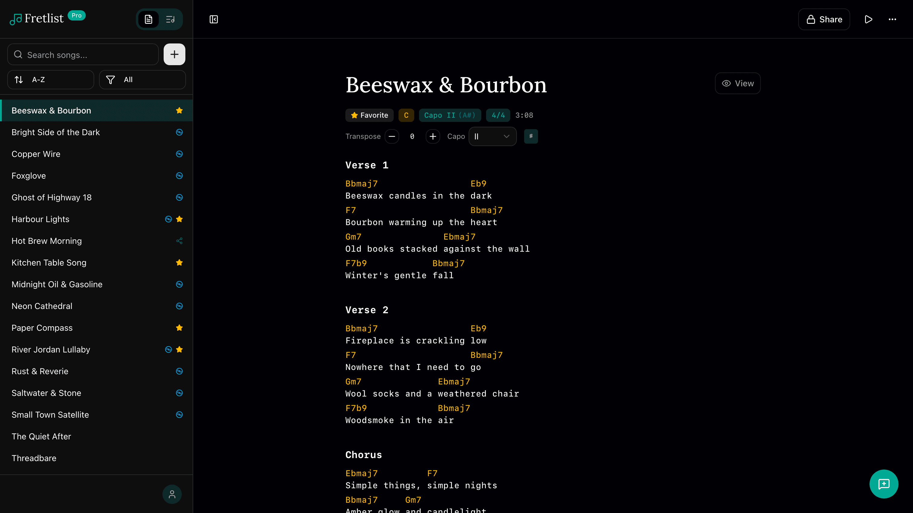Song View — desktop