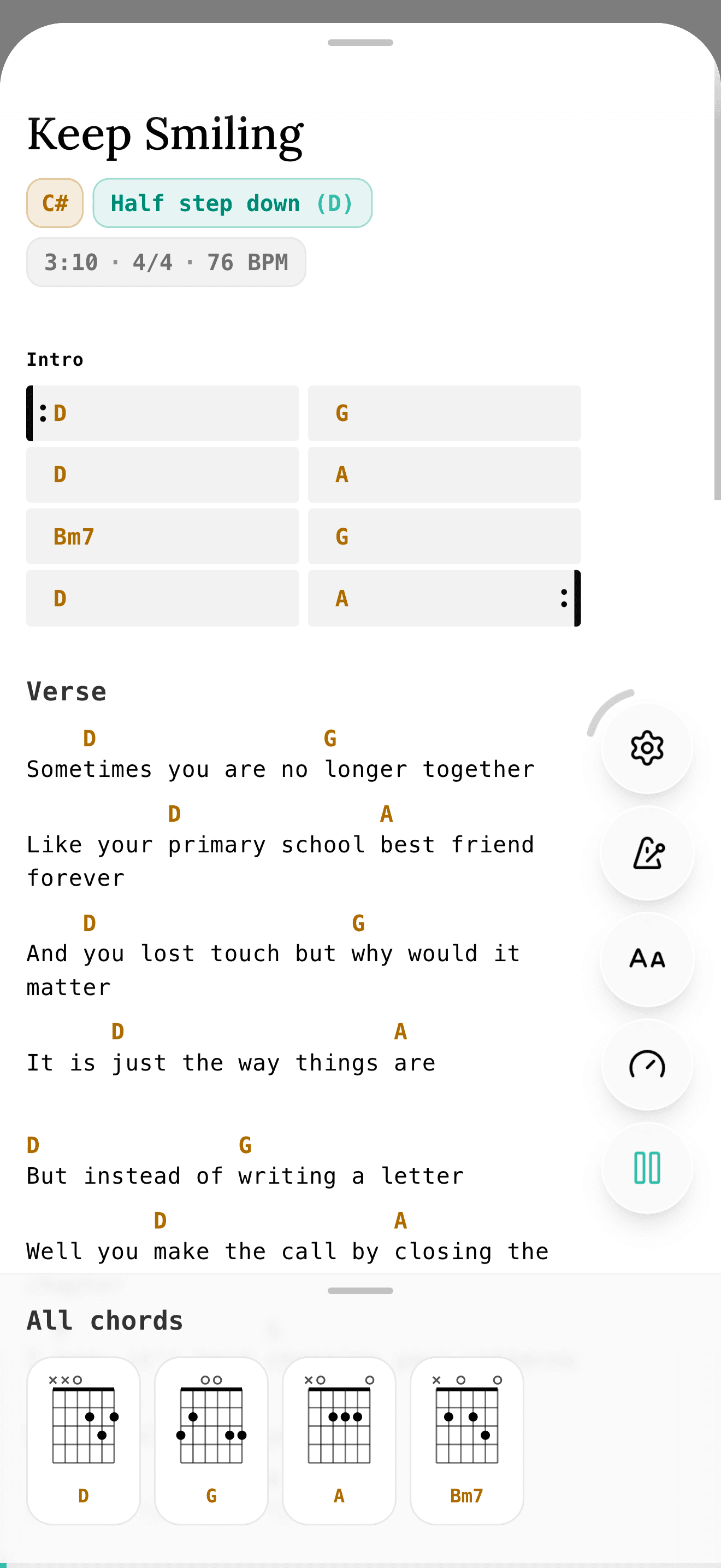 The same song in Play Mode on a phone