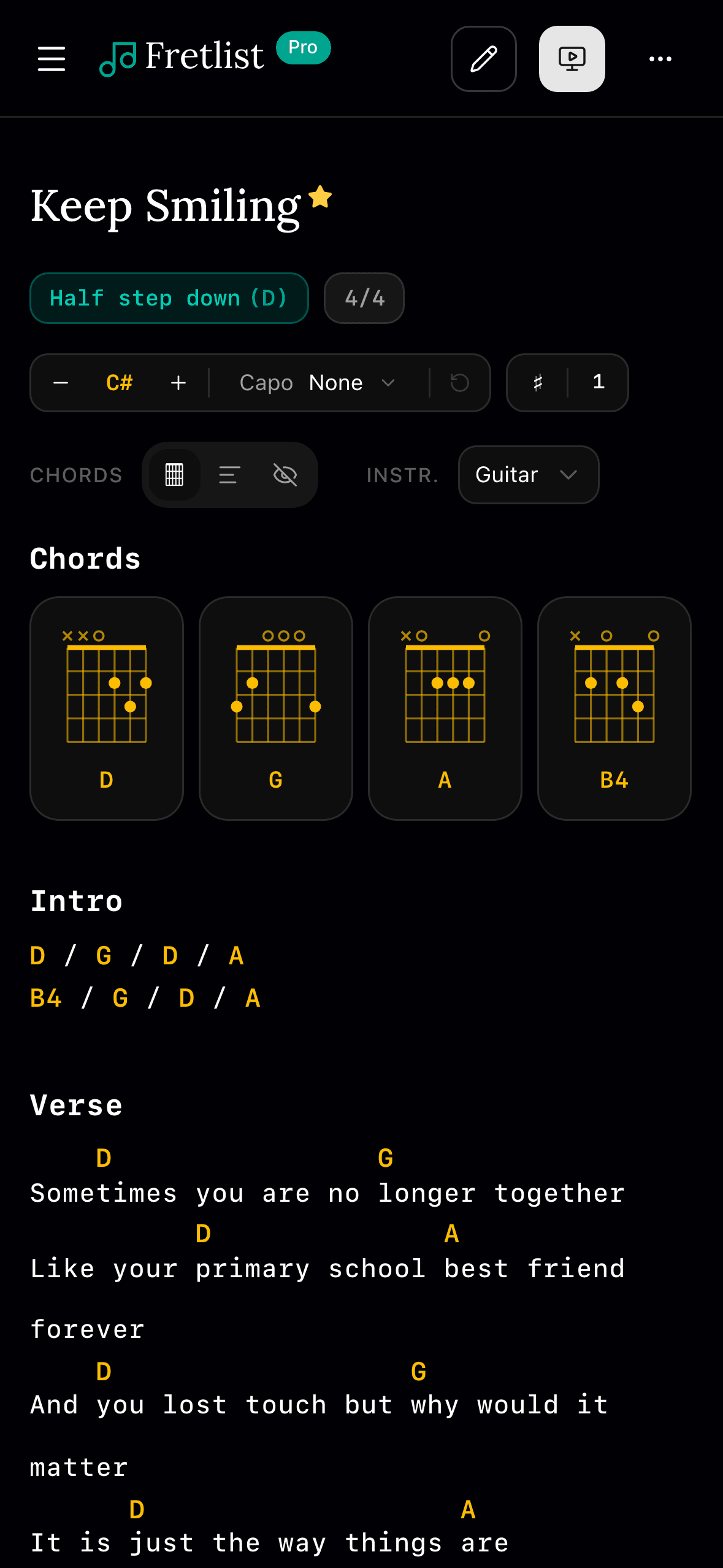 Song View on mobile