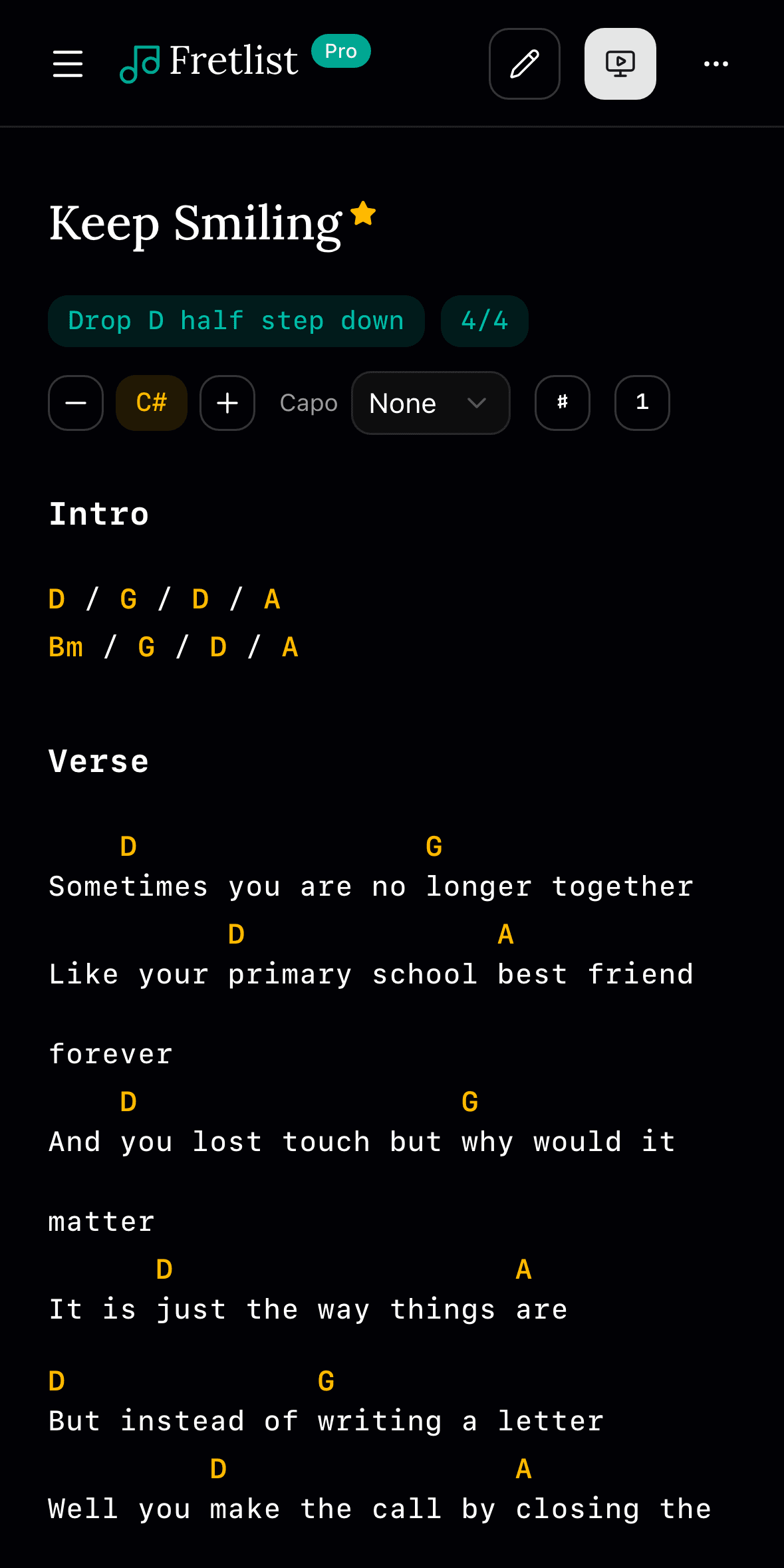 Song View — mobile