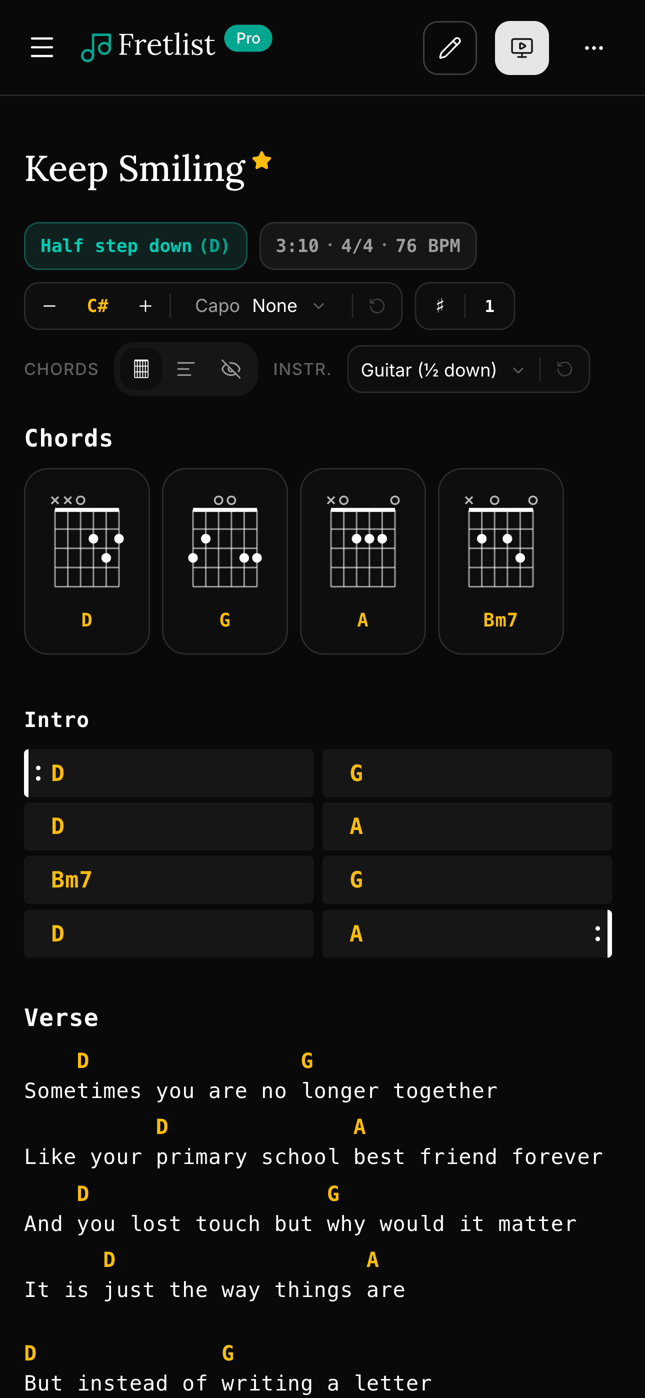 Song View on mobile