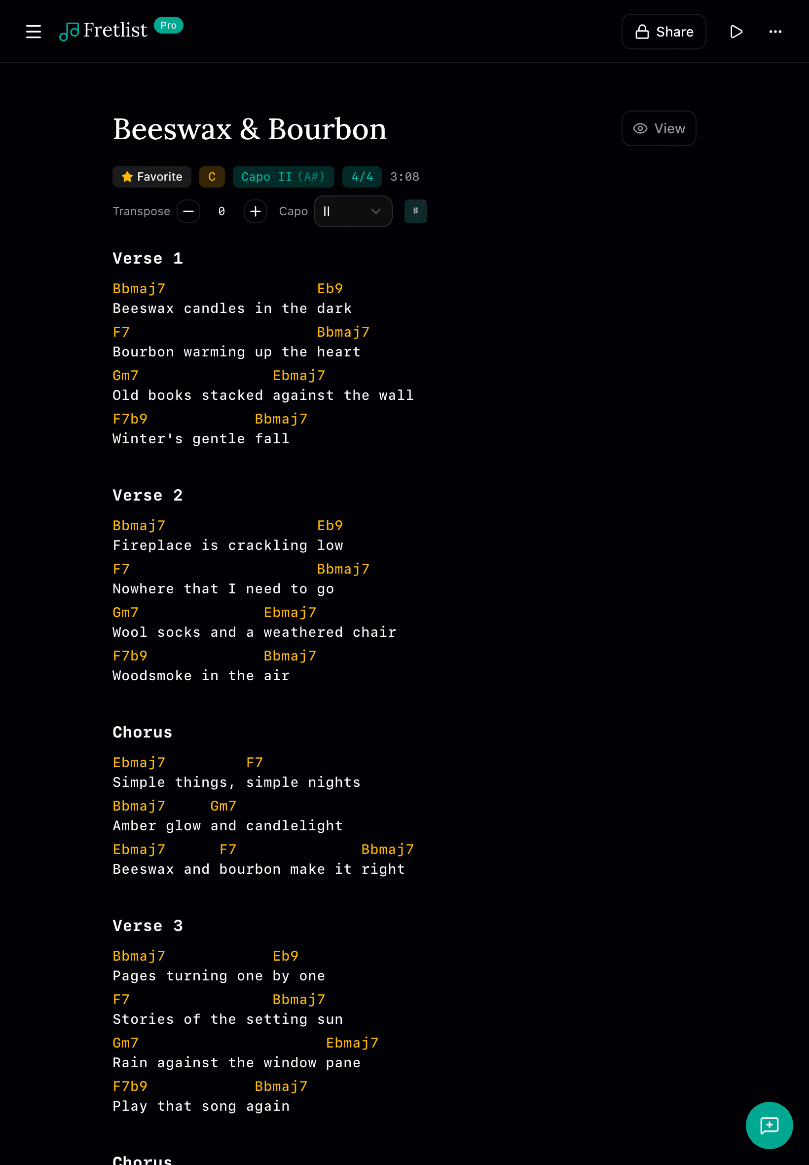 Song View — tablet