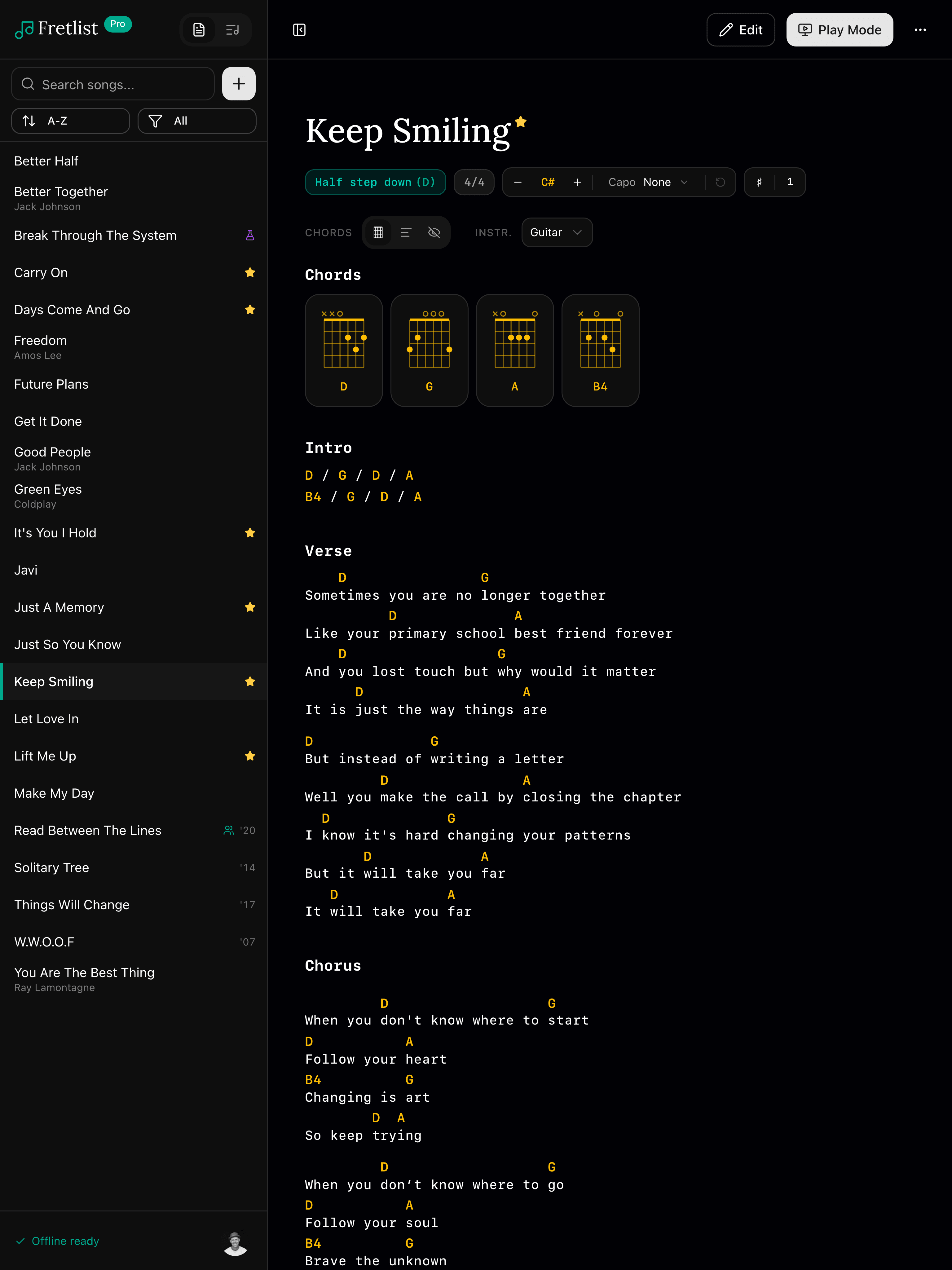 Song View on tablet