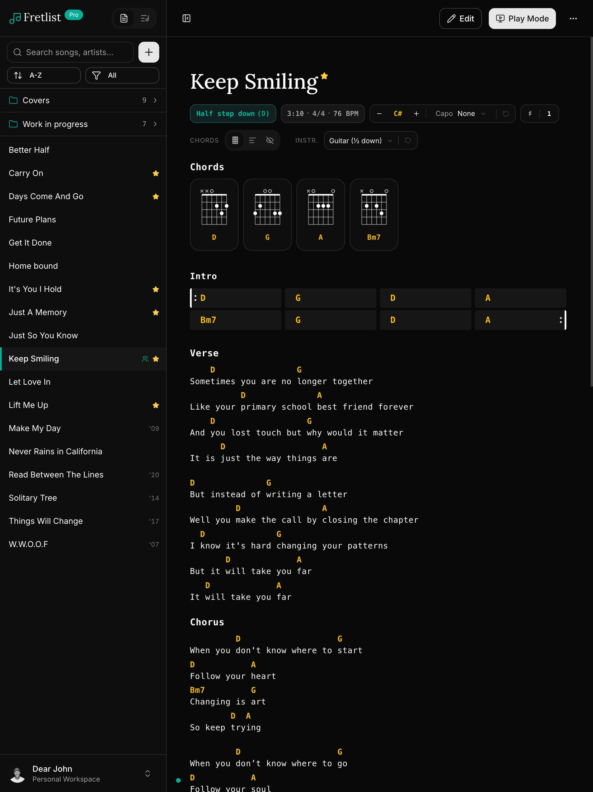 Song View on tablet